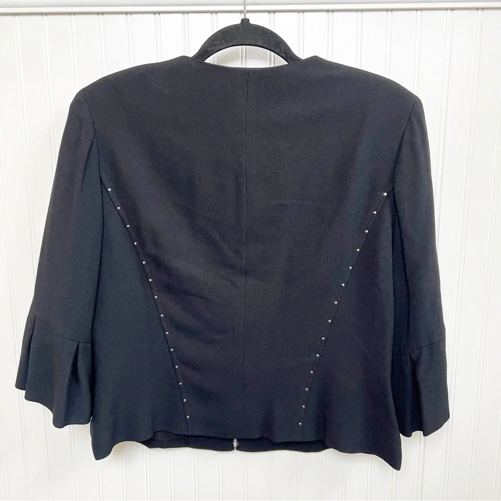 Doncaster Collection Black Studded Full Zip Blazer Jacket Size 10